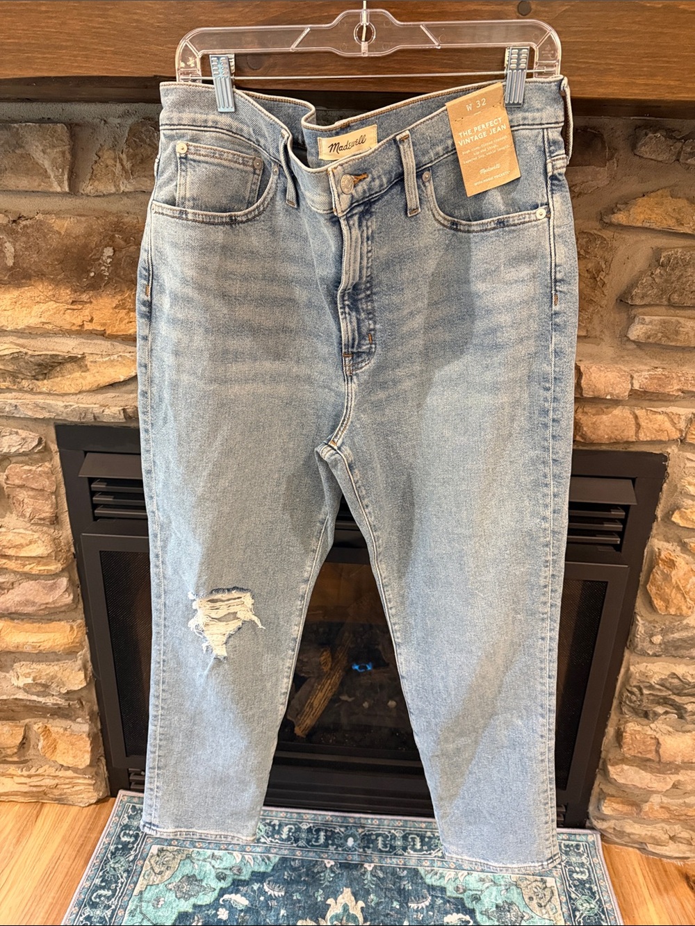 Madewell Light Wash High-Rise Relaxed Jeans with Knee Distress